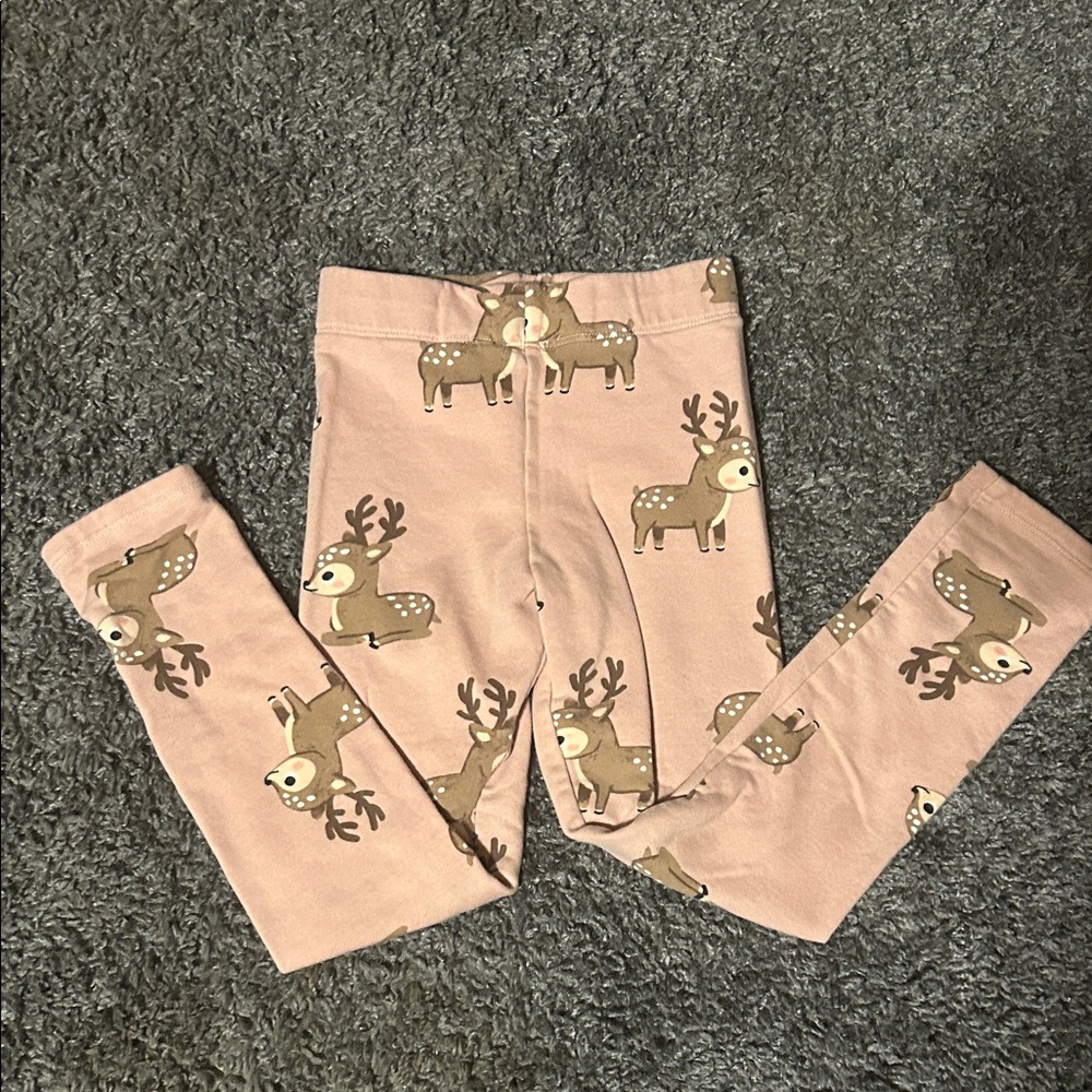 H&M Kids Pink Leggings with Reindeer Print
